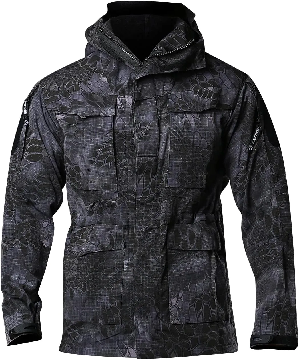 Snoly Men's M65 Outdoor Field Coat Field Jacket Military Trucker Cargo Jacket Coats With Hood Tactical Windbreaker