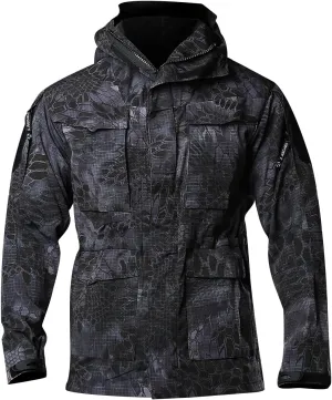 Snoly Men's M65 Outdoor Field Coat Field Jacket Military Trucker Cargo Jacket Coats With Hood Tactical Windbreaker