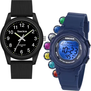 SOCICO Kids Watches for Boys & Girls – Digital 7 Color Lights, Stopwatch, Alarm & Analog Easy Time Learning – 50M Waterproof, Soft Durable Bands, Great Gift for Ages 4-12