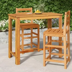 Solid Acacia Wood Garden Bar Table - Outdoor Furniture, Camping, Dining Table, Foldable, Natural Finish, Kitchen Tables - 47.2x23.6x41.3 in