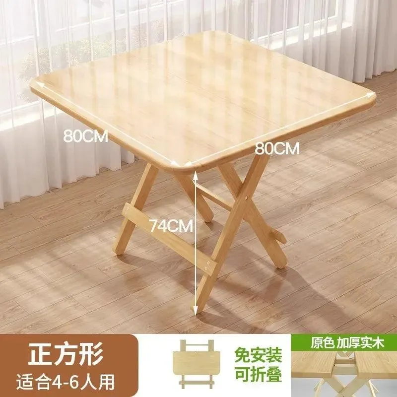 Solid Wood Dining Table Foldable Household Small Apartment Eating Rectangular Foldable Square Table Simple Small Table