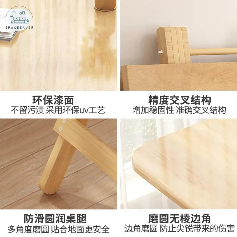 Solid Wood Dining Table Foldable Household Small Apartment Eating Rectangular Foldable Square Table Simple Small Table