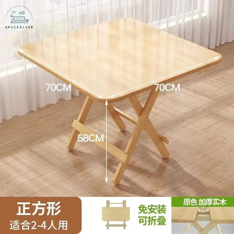 Solid Wood Dining Table Foldable Household Small Apartment Eating Rectangular Foldable Square Table Simple Small Table