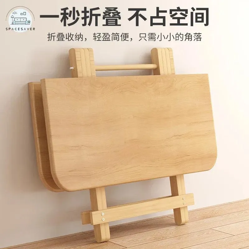 Solid Wood Dining Table Foldable Household Small Apartment Eating Rectangular Foldable Square Table Simple Small Table