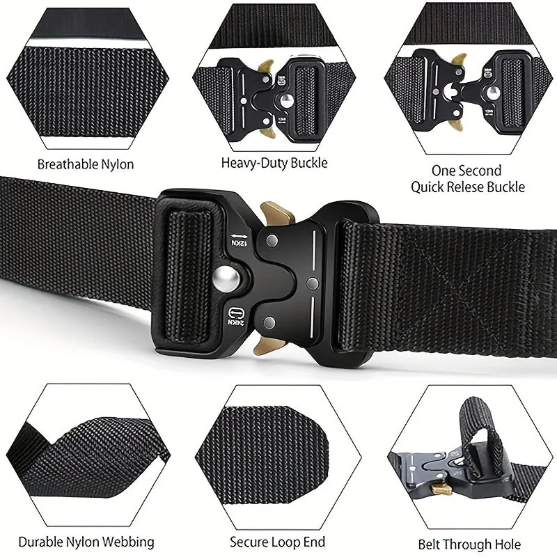 Sopffy 3 Pack Tactical Belts Military Style Nylon Web Tool Belt Green Khaki