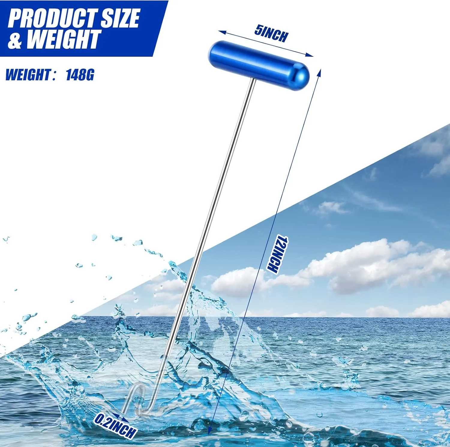 Sotiff 2 Pcs 12 in Stainless Steel Fish Hook Remover Tools Summer Fishing Hook Quick Removal Device Saltwater Dehooker Aluminum and Fish Dehooker for Fisherman