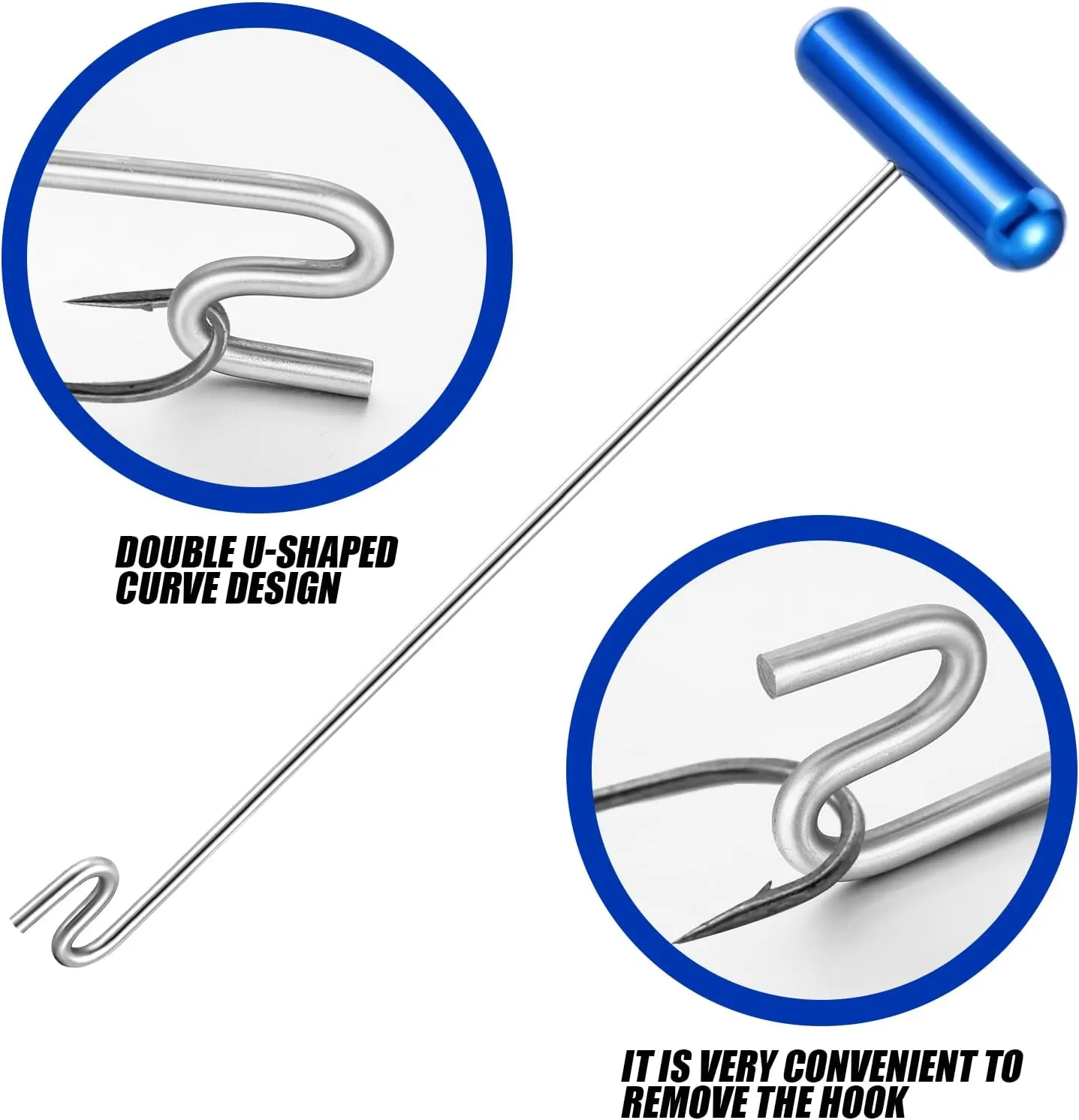 Sotiff 2 Pcs 12 in Stainless Steel Fish Hook Remover Tools Summer Fishing Hook Quick Removal Device Saltwater Dehooker Aluminum and Fish Dehooker for Fisherman