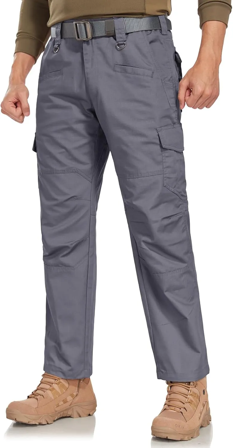 SPOSULEI Mens Tactical Pants Ripstop Cargo Work Pants with 9 Pockets Water Resistant Breathable Hiking Construction Pants