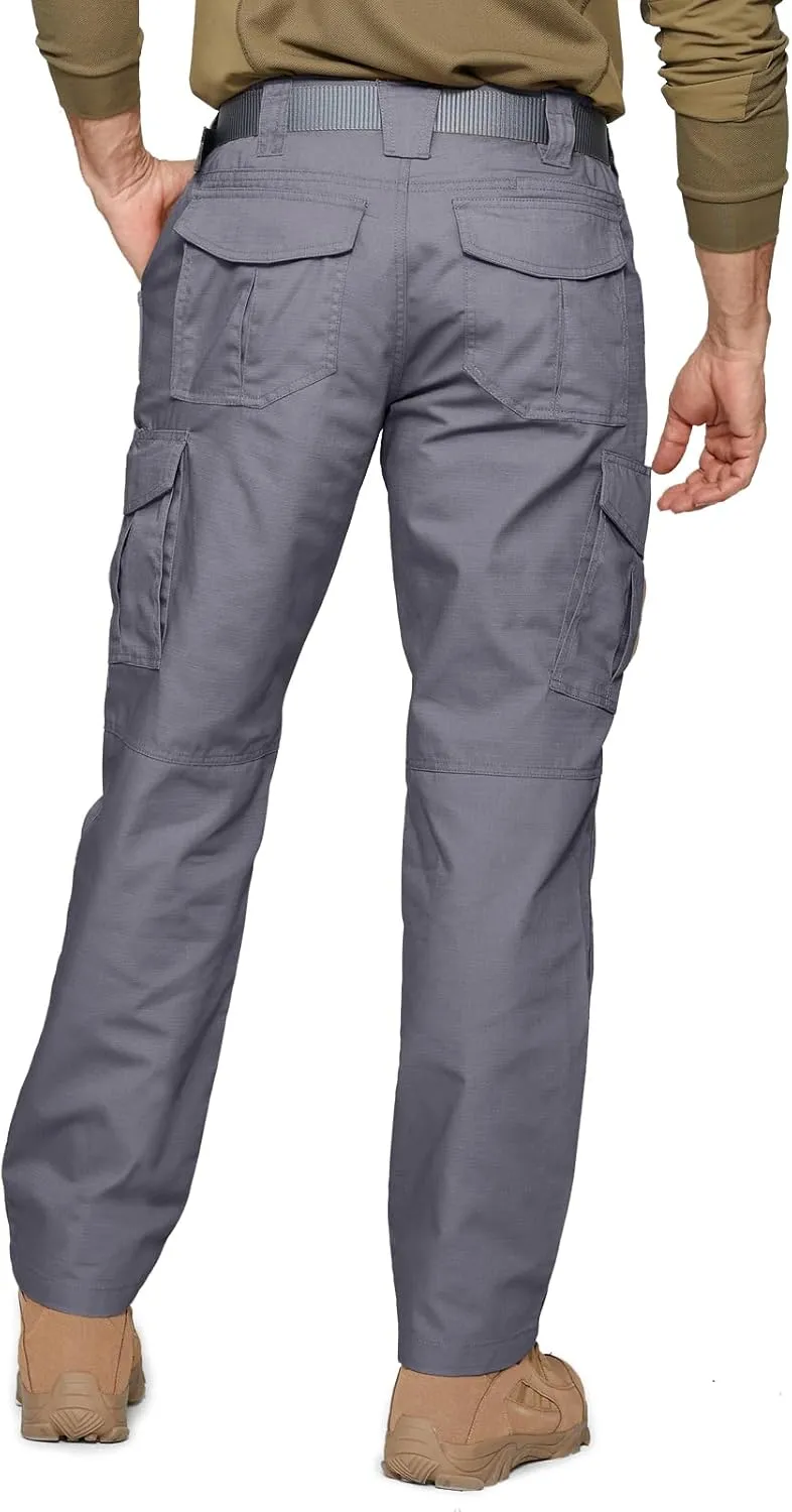 SPOSULEI Mens Tactical Pants Ripstop Cargo Work Pants with 9 Pockets Water Resistant Breathable Hiking Construction Pants