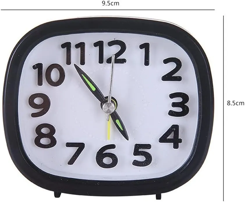 Square Round Small Alarm Clock Snooze Silent Sweeping Wake Up Table Clock Battery Powered Compact Portable Travel Alarm Clock(D)