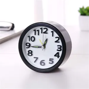 Square Round Small Alarm Clock Snooze Silent Sweeping Wake Up Table Clock Battery Powered Compact Portable Travel Alarm Clock(D)
