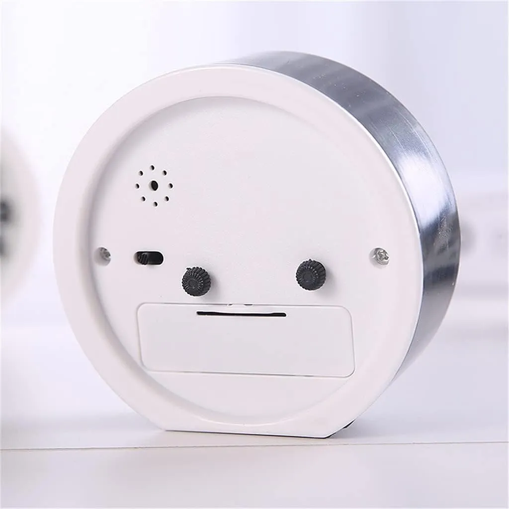 Square Round Small Alarm Clock Snooze Silent Sweeping Wake Up Table Clock Battery Powered Compact Portable Travel Alarm Clock(D)