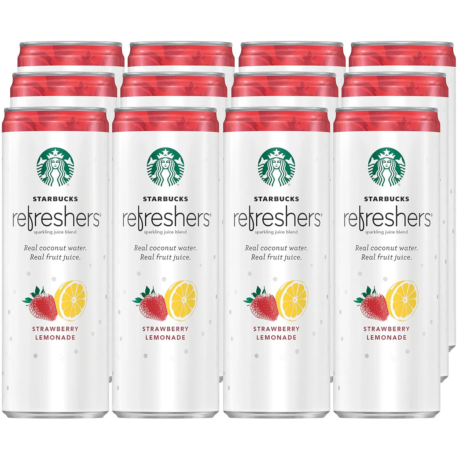 Starbucks, Refreshers with Coconut Water, Strawberry Lemonade, 12 fl Oz. Cans (12 Pack)