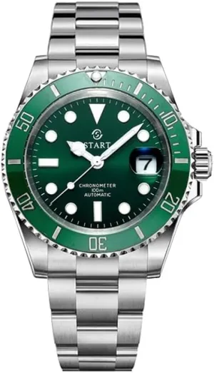 【Start】 Men's Diving Watch Official Authentic Metal Men's Watch Luminous Waterproof Automatic Mechanical Watch Date Function