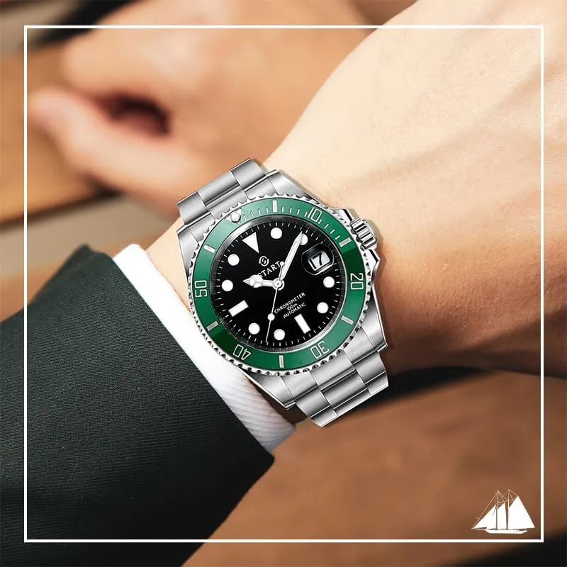 【Start】 Men's Diving Watch Official Authentic Metal Men's Watch Luminous Waterproof Automatic Mechanical Watch Date Function