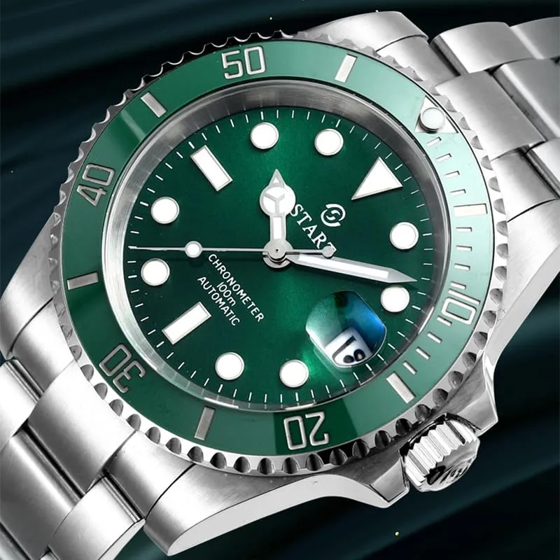 【Start】 Men's Diving Watch Official Authentic Metal Men's Watch Luminous Waterproof Automatic Mechanical Watch Date Function