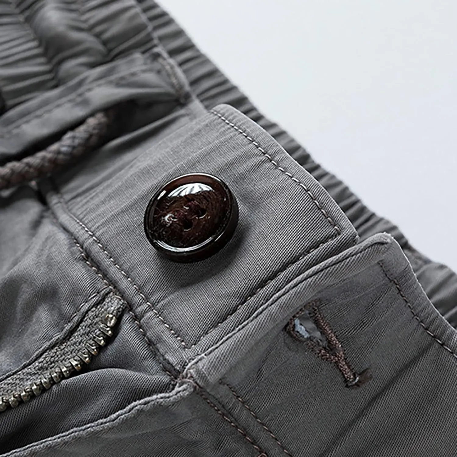 Stessotudo Mens Casual Shorts Drawstring Elastic Waist Cargo Short with Pockets Slim Fit Thin Comfy Knee Length Walking Short