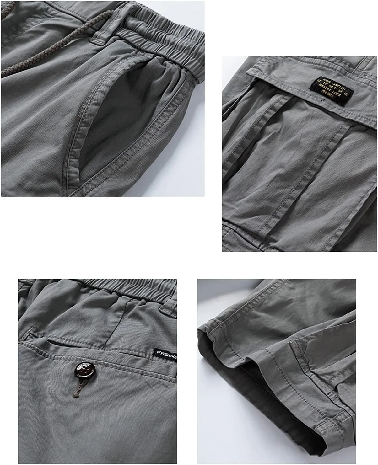 Stessotudo Mens Casual Shorts Drawstring Elastic Waist Cargo Short with Pockets Slim Fit Thin Comfy Knee Length Walking Short