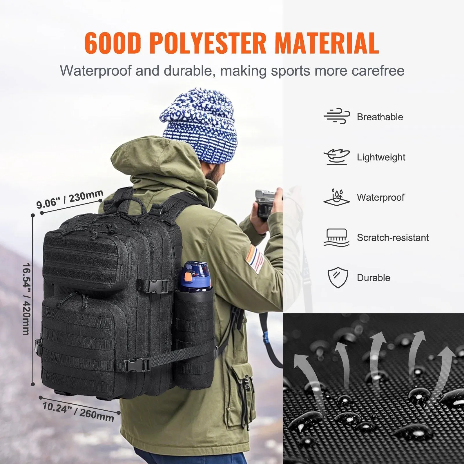 StoneBack™ 25L Tactical Pack – 500D Modular Backpack with MOLLE & Convertible Carry