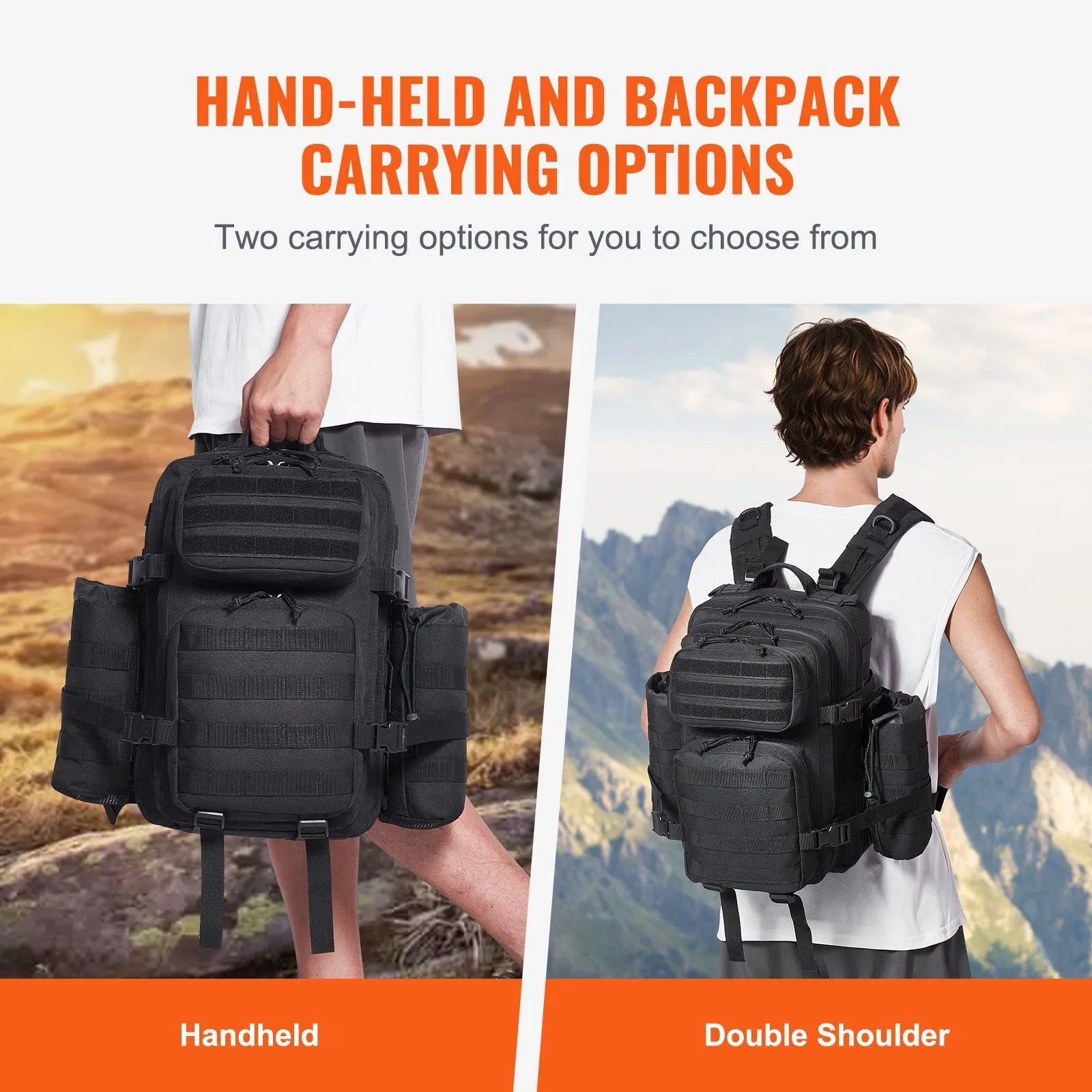 StoneBack™ 25L Tactical Pack – 500D Modular Backpack with MOLLE & Convertible Carry