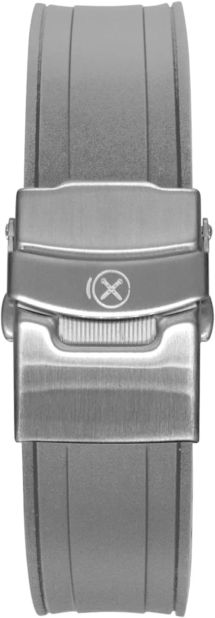 StrapXPro(STX1A) 22mm Watch Bands Men's Rubber Curved-end Watch Strap Replacement for Seiko Prospex Turtle & King Turtle Automatic Dive Watch SRP773, SRP775, SRP777, SPRA21, SRPE03, SRPE05, etc. ( Grey with Silver Clasp)