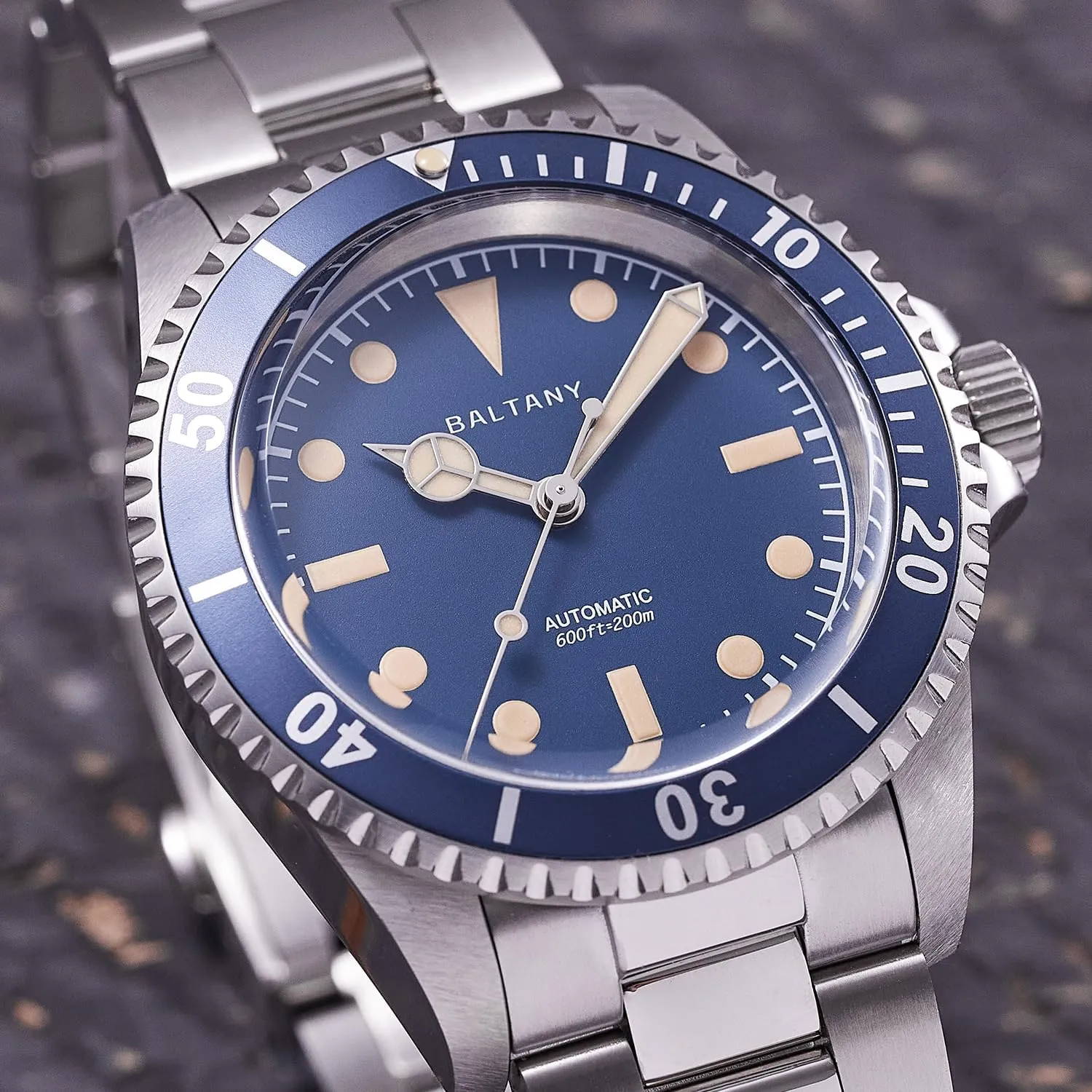 Submariner, Retro Dive Watch with 200m Waterproof, Military Watch for Men