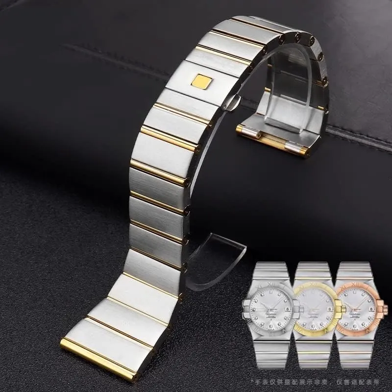 Suitable for Omega stainless steel strap 17mm 18mm 23mm 25mm solid metal strap steel bracelet