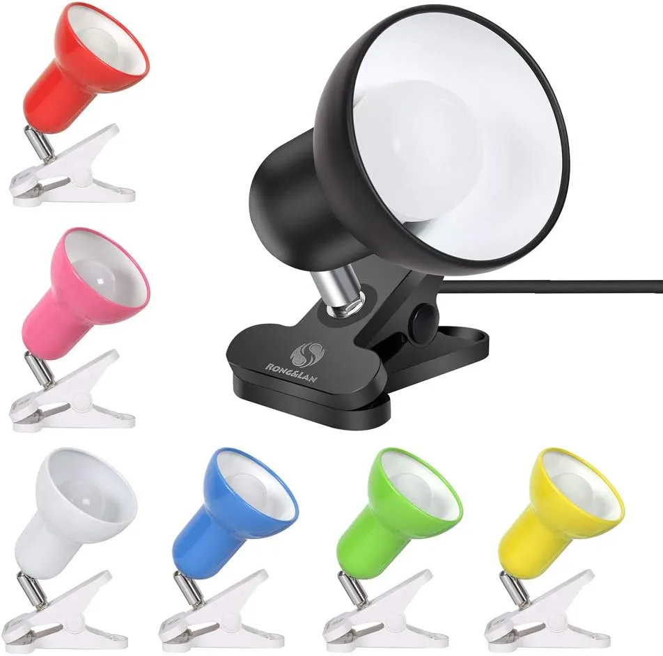 Sun-Rising Rong&LAN Clip lamp,360° Rotation Clip on Lamp Portable Book Reading Light,Clamp on Desk/Table/Bunk Bed/Cupboard Home Lighting, (Desk lamp,Seven Colors for Your Choice) Blue