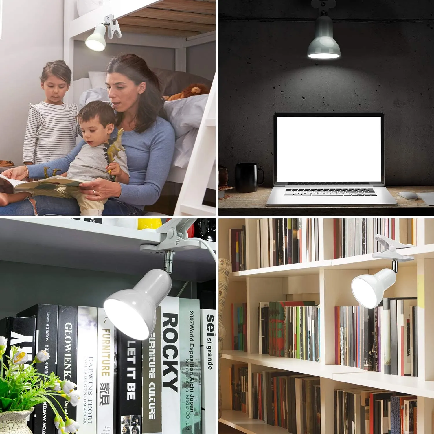 Sun-Rising Rong&LAN Clip lamp,360° Rotation Clip on Lamp Portable Book Reading Light,Clamp on Desk/Table/Bunk Bed/Cupboard Home Lighting, (Desk lamp,Seven Colors for Your Choice) Blue