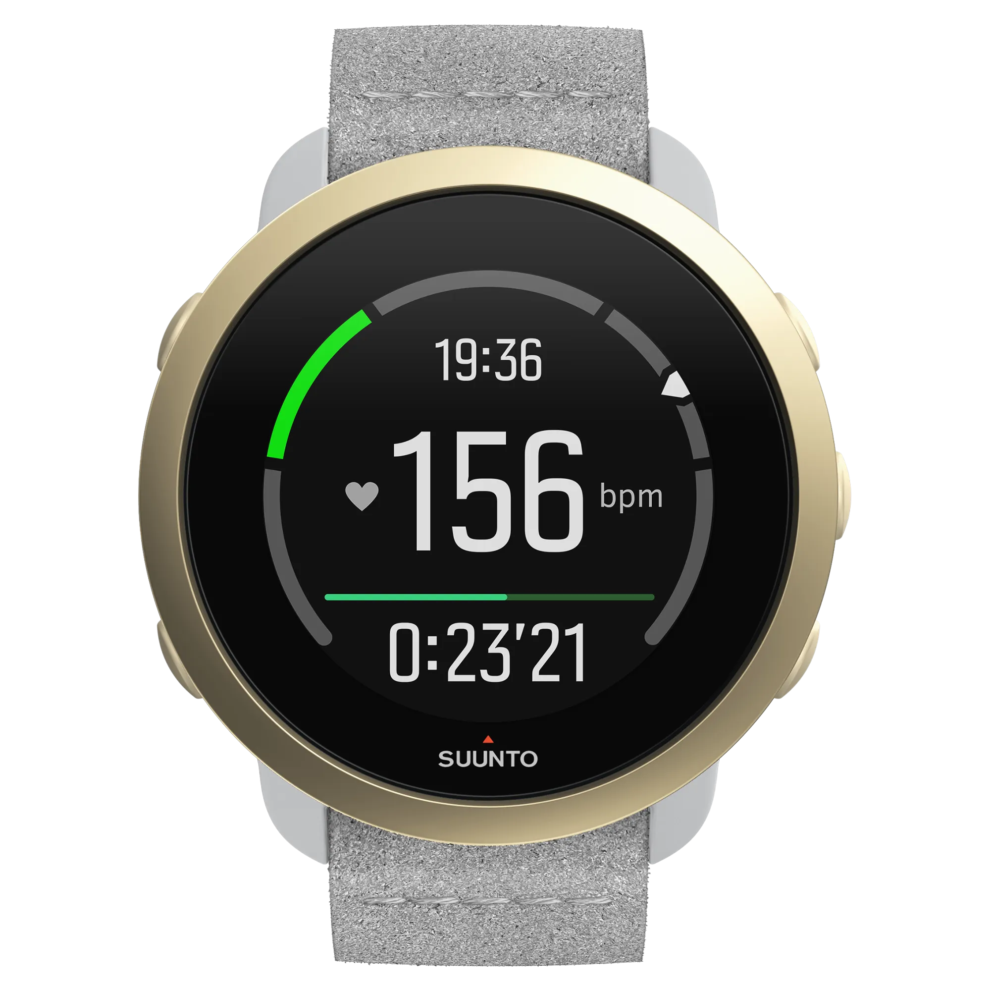 Suunto 3 Multisport Watch with Heart Rate Monitor, Pebble White Light Gold with Wearable4U EarBuds Power Bundle