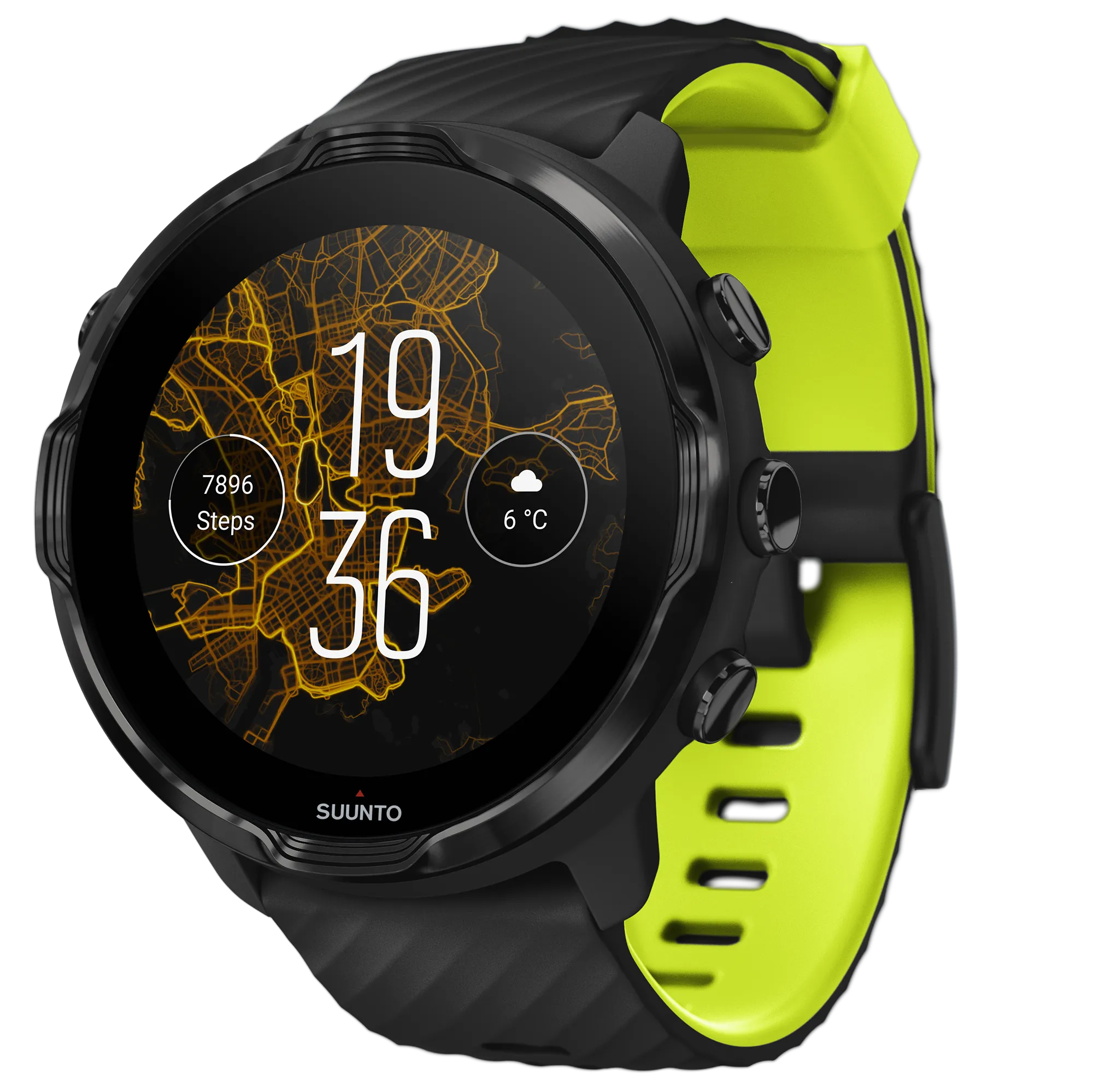 SUUNTO 7 Black Lime GPS Sports Smartwatch With Versatile Sports Experience with Wearable4U EarBuds Power Bundle