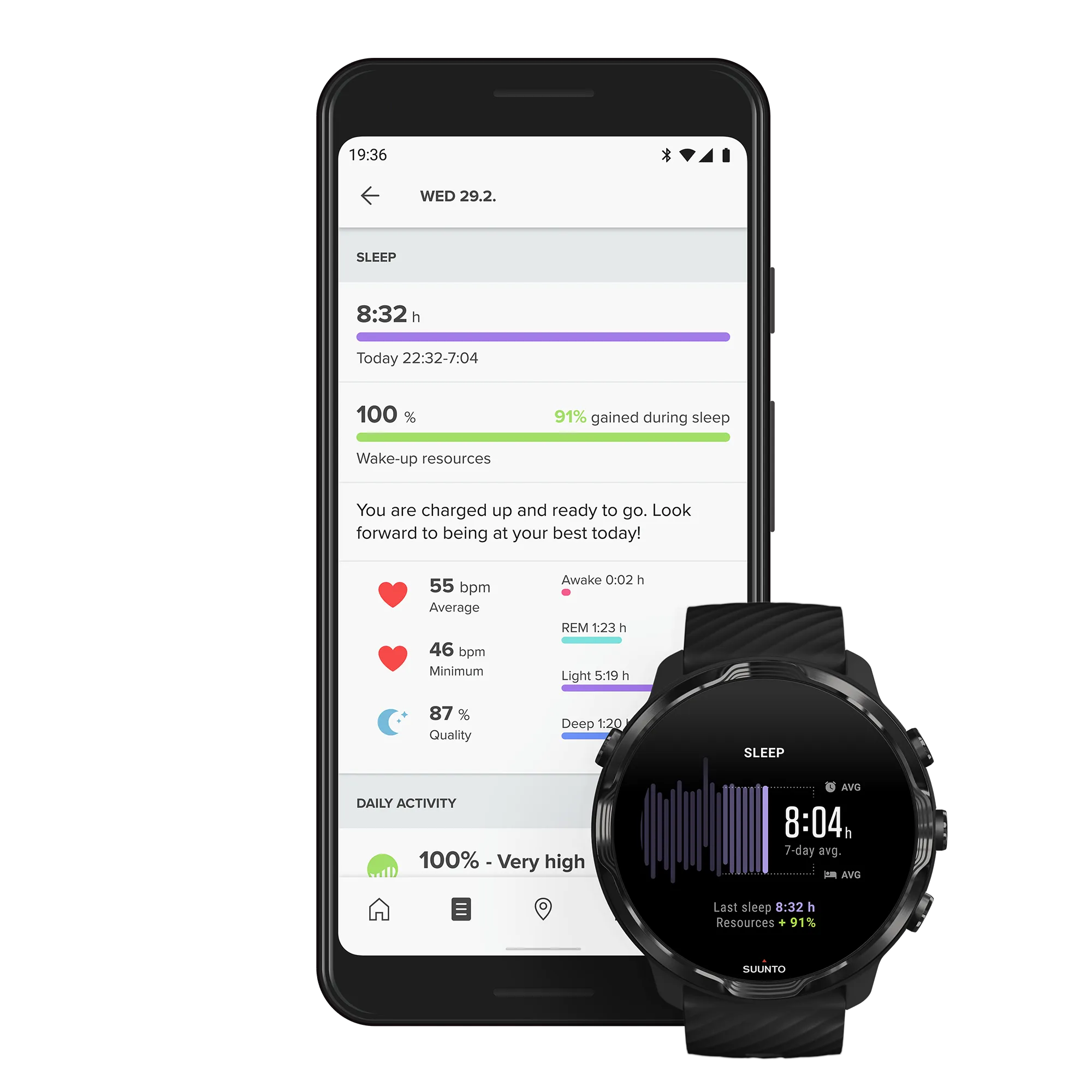 SUUNTO 7 Black Lime GPS Sports Smartwatch With Versatile Sports Experience with Wearable4U EarBuds Power Bundle
