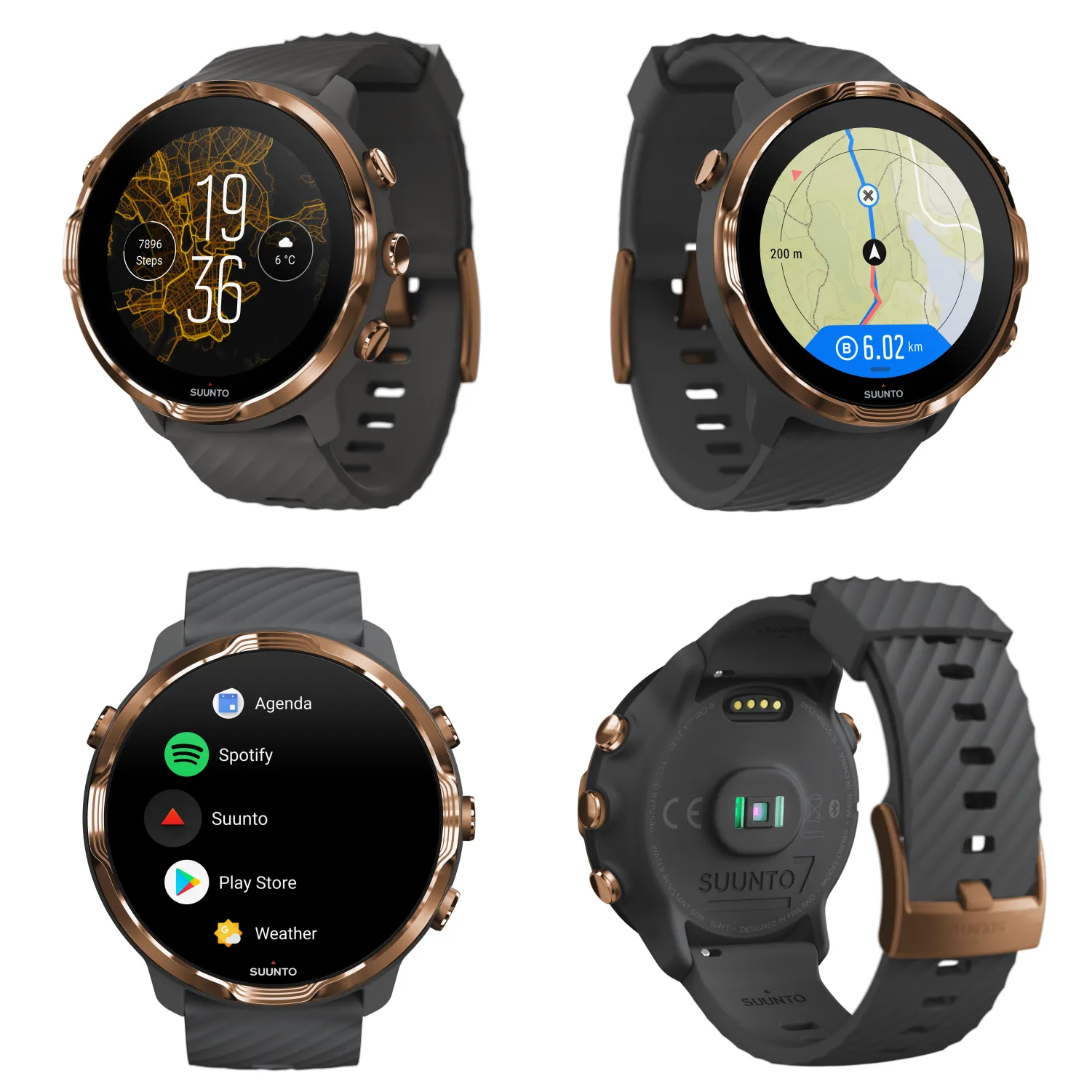 SUUNTO 7 Graphite Copper GPS Smartwatch with Versatile Sports Experience with Wearable4U EarBuds Power Bundle