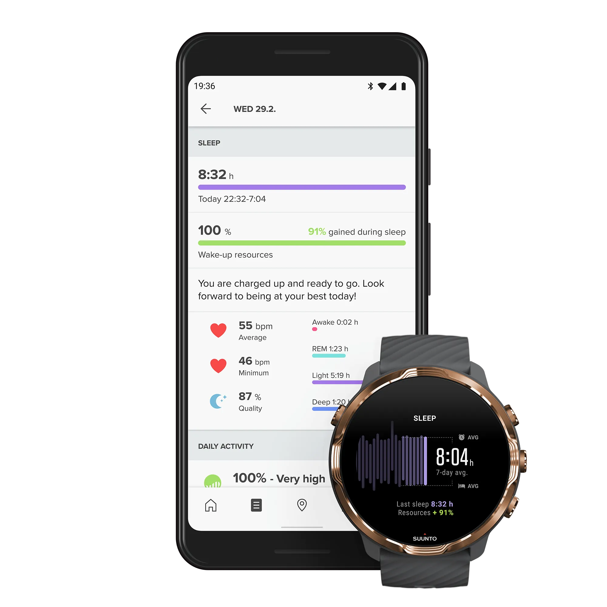 SUUNTO 7 Graphite Copper GPS Smartwatch with Versatile Sports Experience with Wearable4U EarBuds Power Bundle