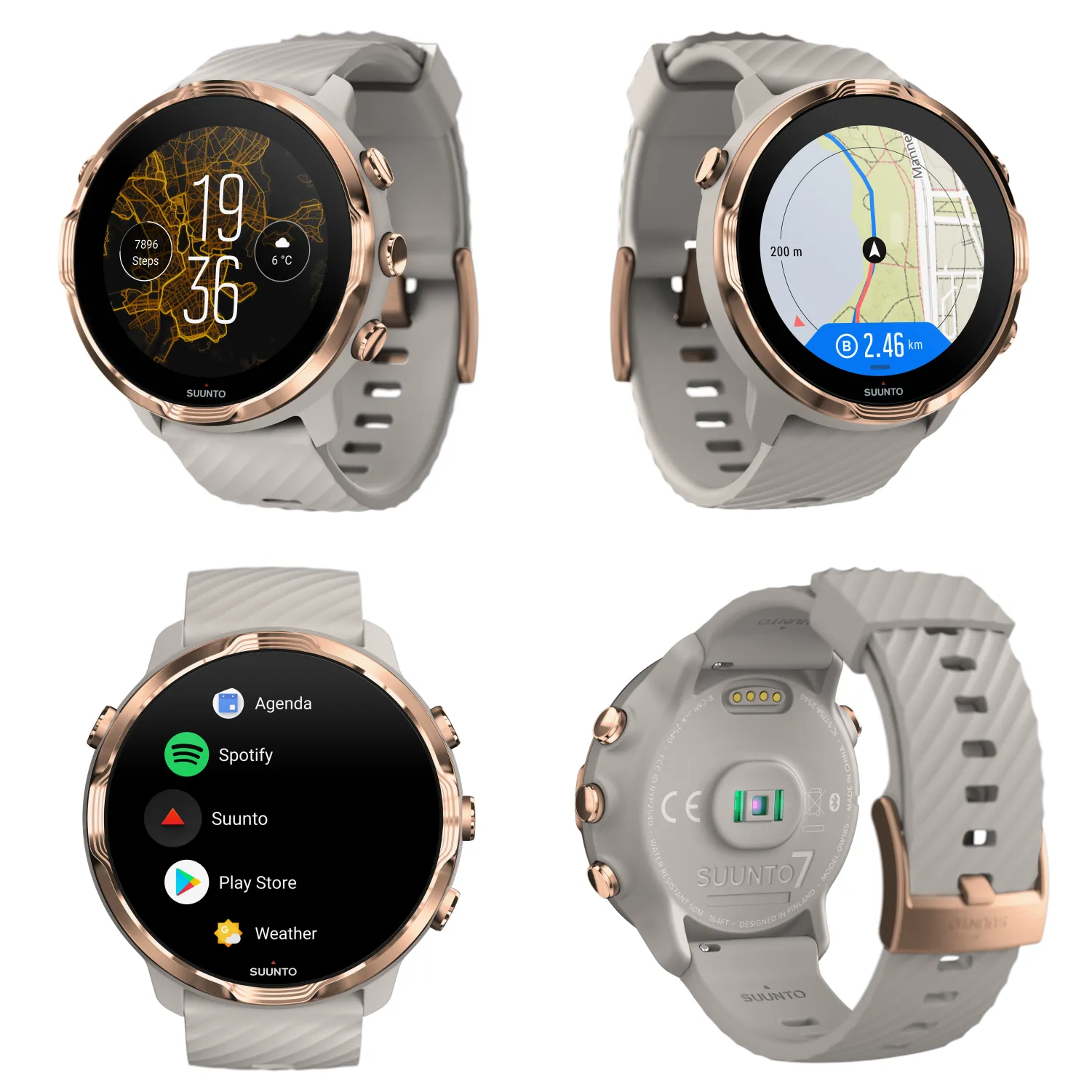 SUUNTO 7 Sandstone Rosegold GPS Sport Smartwatch with Versatile Sports Experience with Wearable4U EarBuds Power Bundle