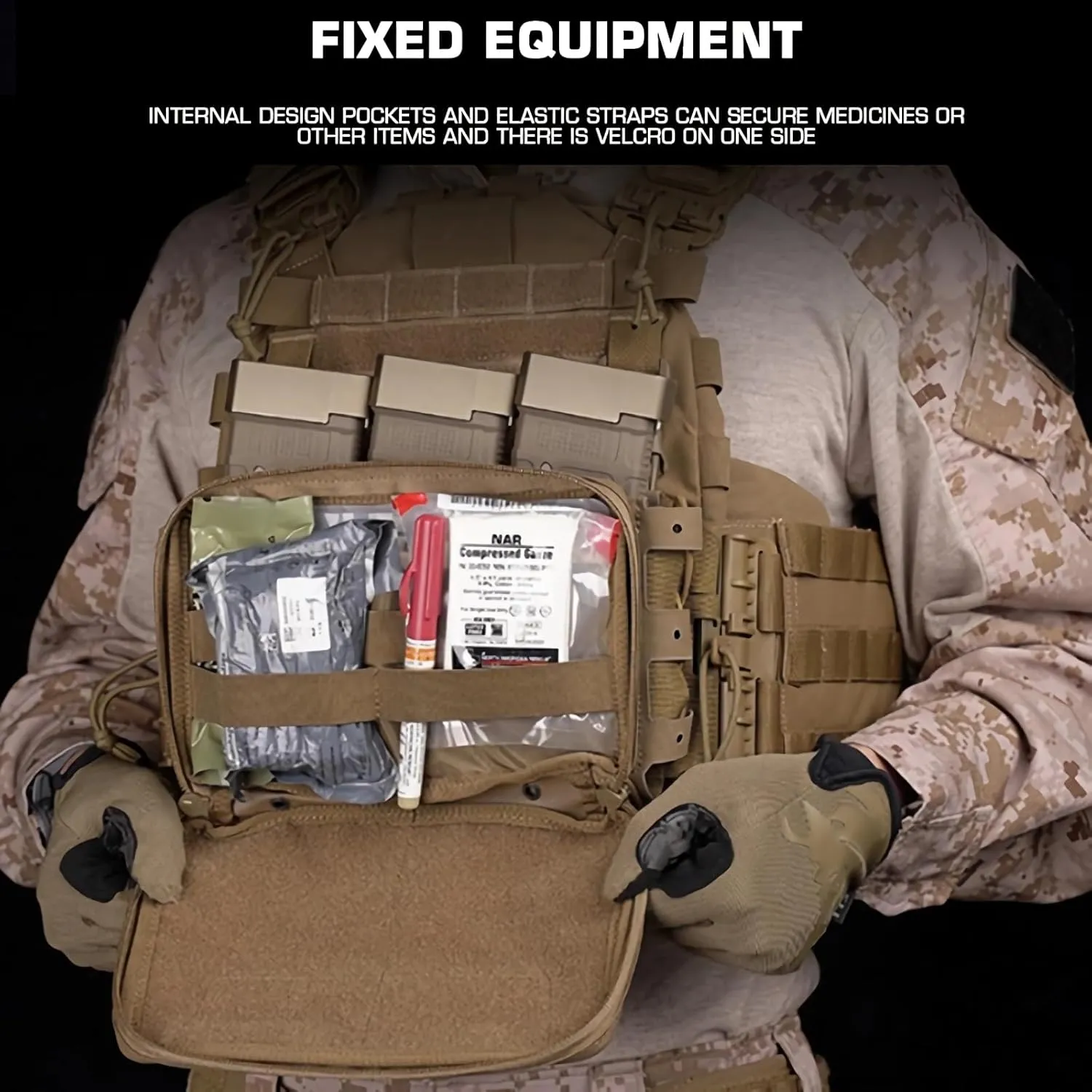 Tactical Admin Pouch Molle Attachment, GP Pouch with Two Way Zipper Closure, Slim EDC Utility Pouch for Hunting Vest or Hiking Backpack