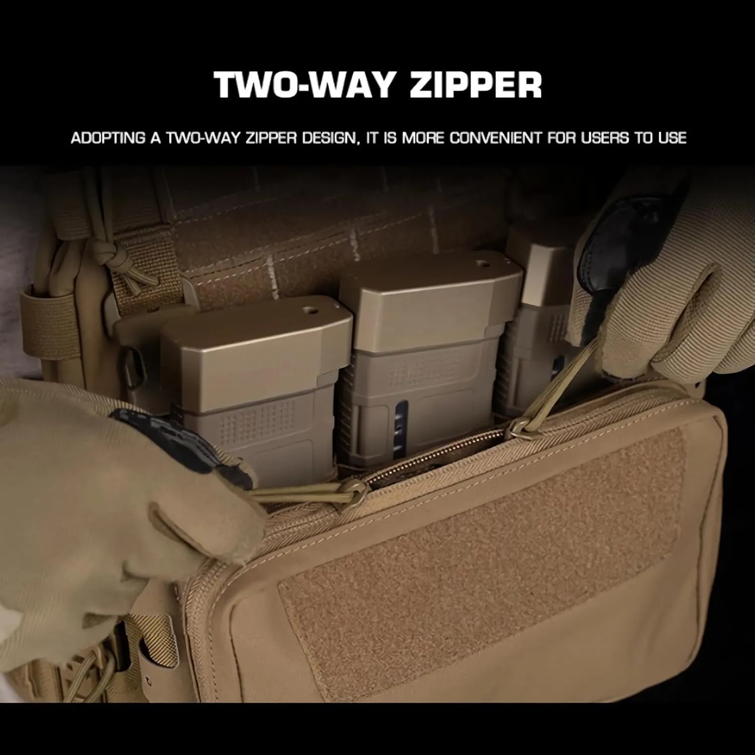 Tactical Admin Pouch Molle Attachment, GP Pouch with Two Way Zipper Closure, Slim EDC Utility Pouch for Hunting Vest or Hiking Backpack
