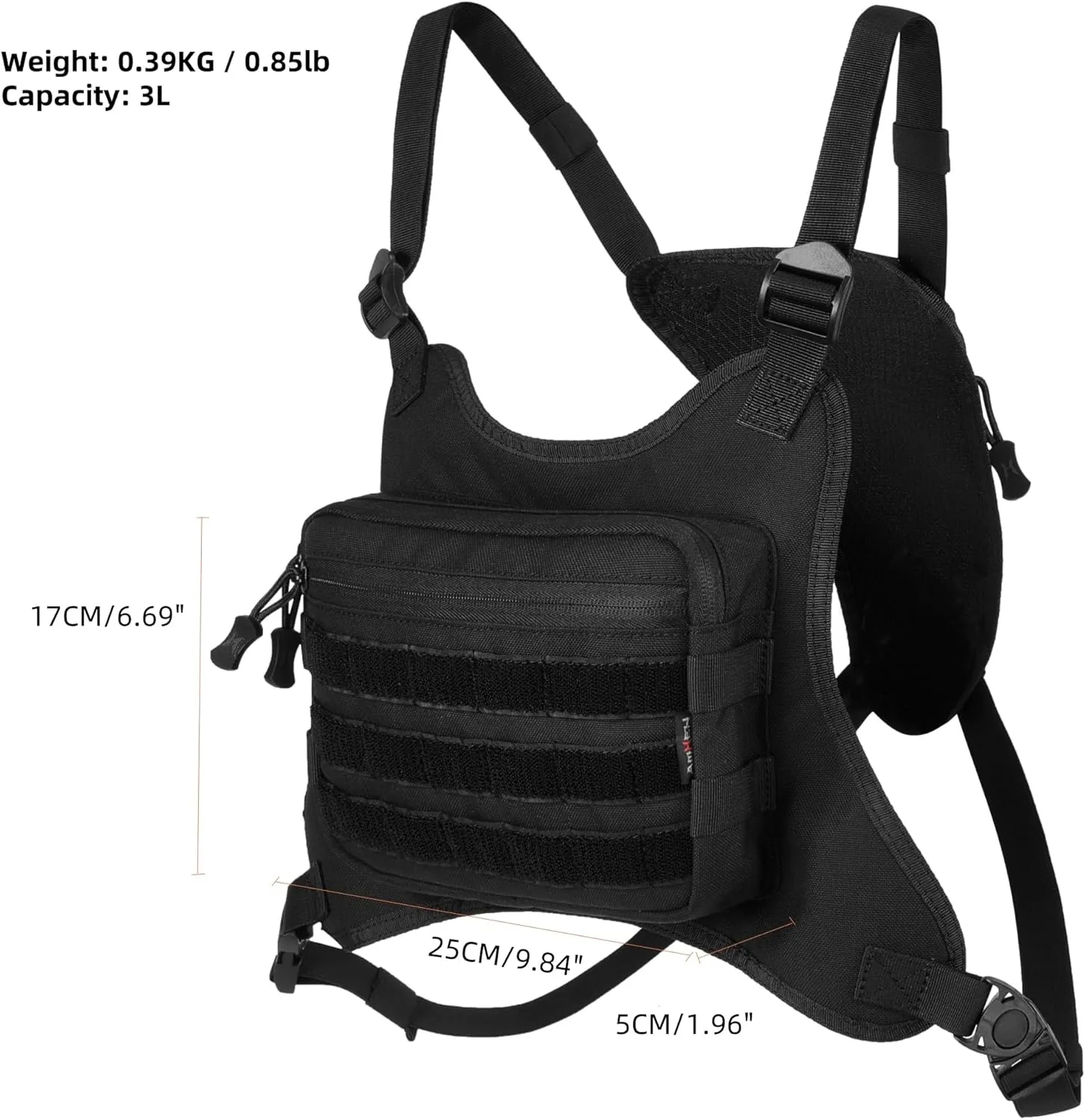 Tactical Chest Bag Military Molle Vest Pack Rig Front Body Edc Running Water Resistant Carrying Pouch for Men Women 3L