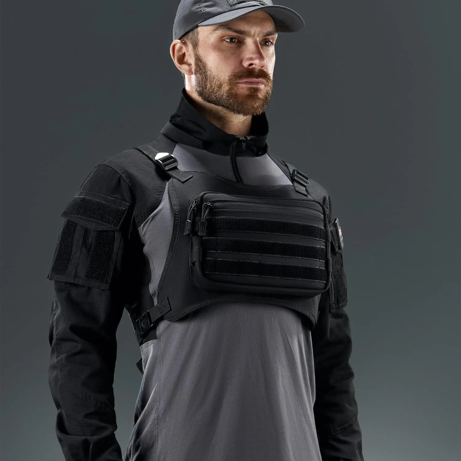 Tactical Chest Bag Military Molle Vest Pack Rig Front Body Edc Running Water Resistant Carrying Pouch for Men Women 3L