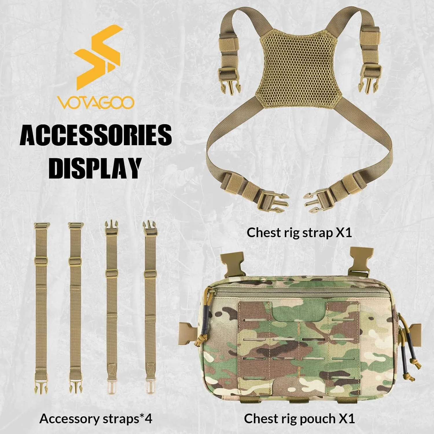 Tactical Chest Pack 2L Utility Molle Chest Rig CCW Chest Pouch Hiking Hunting Fishing Running Bag EDC Outdoor Pack
