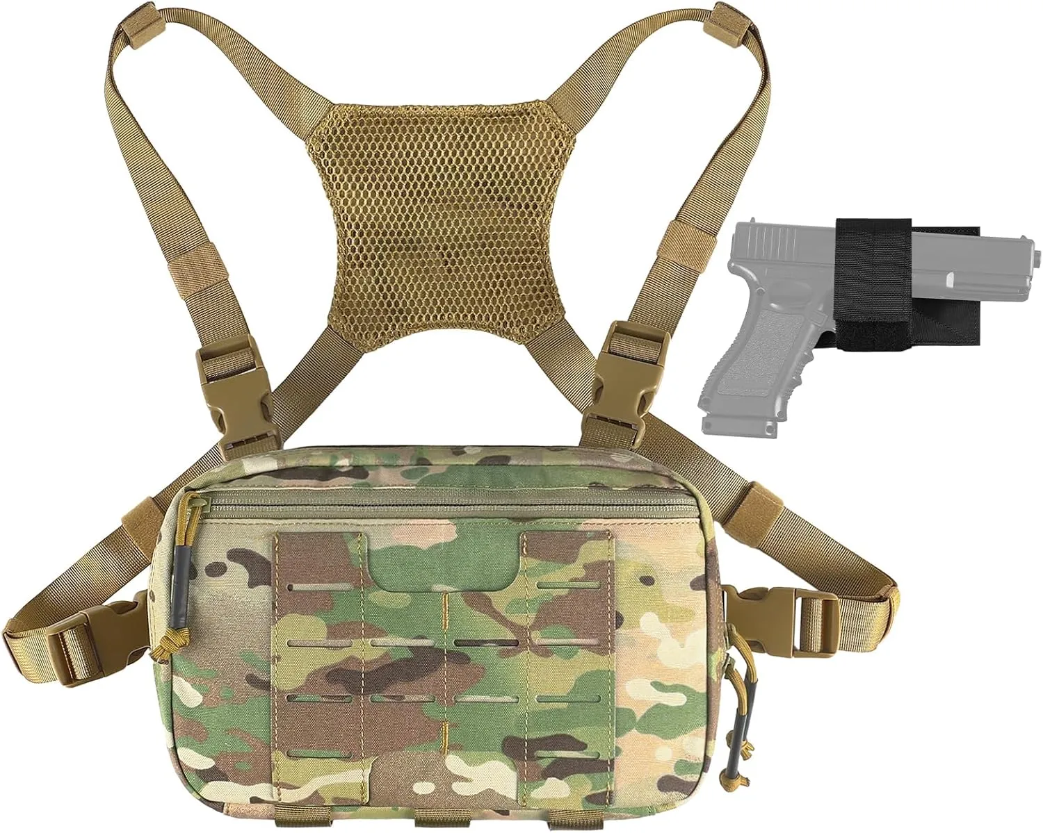 Tactical Chest Pack 2L Utility Molle Chest Rig CCW Chest Pouch Hiking Hunting Fishing Running Bag EDC Outdoor Pack
