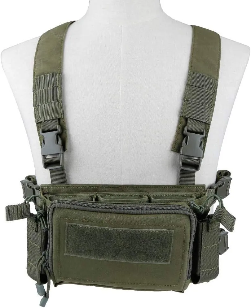 Tactical Chest Rack, Airsoft Assault Box rig Military Vest, with Molle Flatpack Backpack