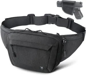 Tactical Concealed Carry Fanny Pack, CCW Fanny Pack, Waist Bag for Men, Hip Bag Compact Belt Bag for Hiking, EDC Waist Pack(Adjustable Up to 60" Waist)
