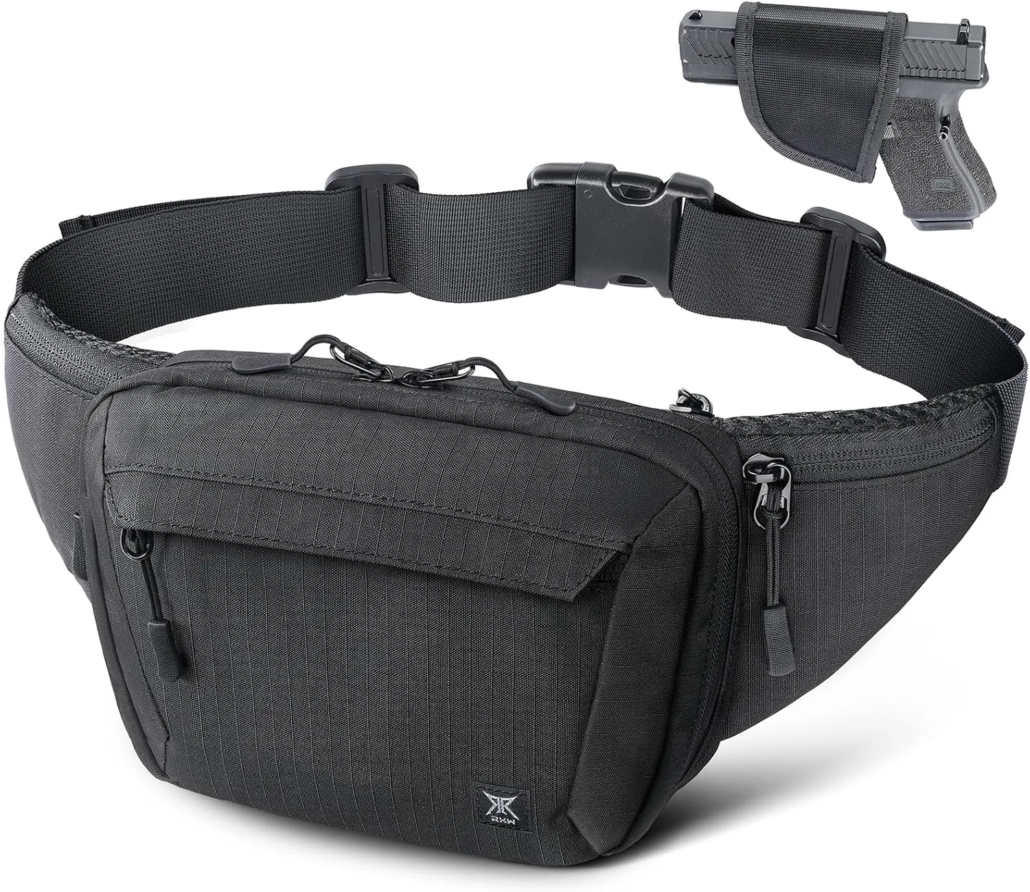 Tactical Concealed Carry Fanny Pack, CCW Fanny Pack, Waist Bag for Men, Hip Bag Compact Belt Bag for Hiking, EDC Waist Pack(Adjustable Up to 60" Waist)