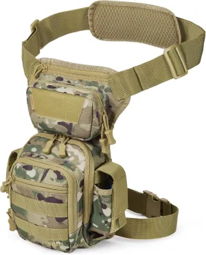 Tactical Drop Leg Bag Military Army Molle Thigh Hip Pack Rig Pouch for Men Women 4.5L (Camo)