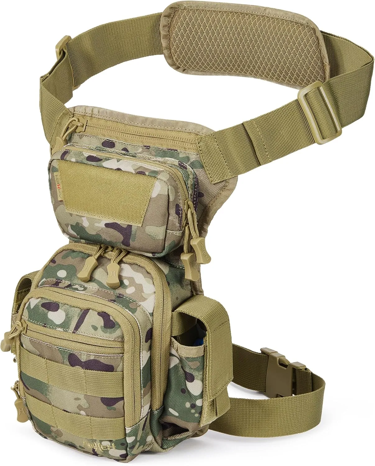 Tactical Drop Leg Bag Military Army Molle Thigh Hip Pack Rig Pouch for Men Women 4.5L (Camo)