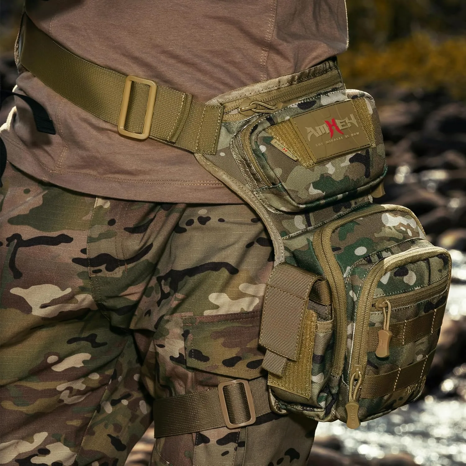 Tactical Drop Leg Bag Military Army Molle Thigh Hip Pack Rig Pouch for Men Women 4.5L (Camo)