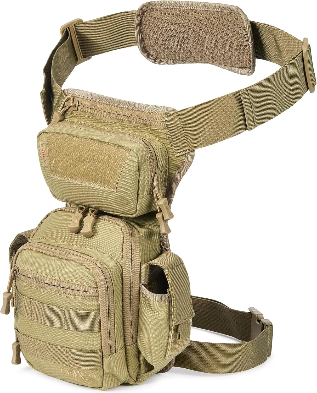Tactical Drop Leg Bag Military Army Molle Thigh Hip Pack Rig Pouch for Men Women 4.5L (Tan)