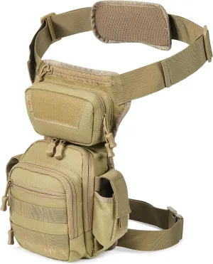 Tactical Drop Leg Bag Military Army Molle Thigh Hip Pack Rig Pouch for Men Women 4.5L (Tan)