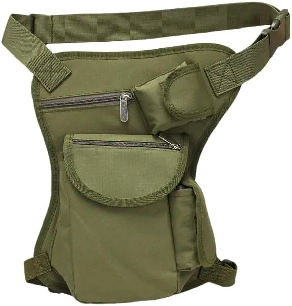 Tactical Drop Leg Bag, Military Style Waist Pack with Multiple Pockets, Available in Black, Army Green, Khaki (army green)